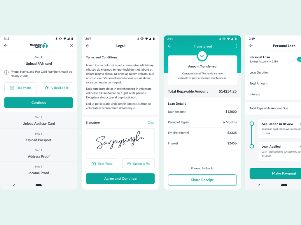 A fingerprint confirmation screen for the mobile banking app