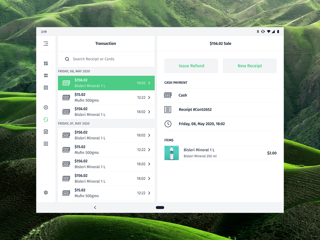 A retail point-of-sale transaction view on a tablet