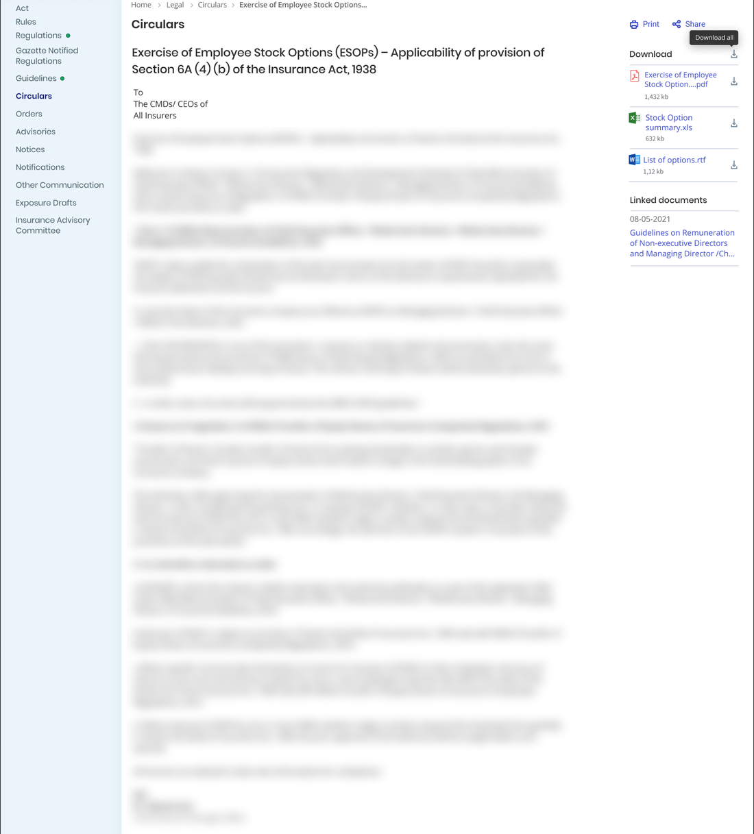 A content-page template combining text, an embedded document, and related links